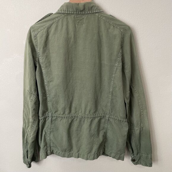GAP Linen Utility Jacket Womens M Military Green Casual Drawstring Snap Coat - Picture 4 of 16